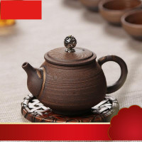 粗陶茶壶 手工陶瓷泡茶小单壶功夫茶具 日式柴烧紫砂锤纹复古