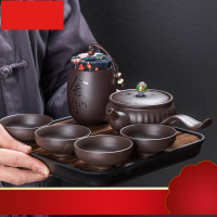 东方紫砂旅行茶具套装便携包简约一壶四杯车载旅行家用茶具
