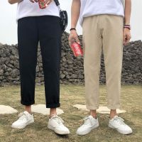男士韩版休闲裤男学生四季九分裤男宽松直筒潮流纯色百搭工装长裤 YUANSU男士休闲裤