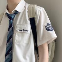 DK制服学院风短袖白衬衫男韩版潮流学生百搭夏季衬衣日系jk情侣装 YUANSU男士衬衫