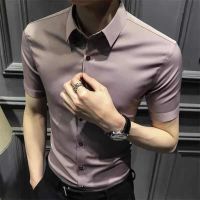 短袖衬衫男韩版潮流帅气2020新款夏天薄款休闲修身男士半袖衬衣 YUANSU男士衬衫