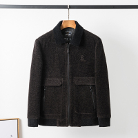 YUANSU柔滑雪尼尔很保暖 加厚呢子夹克男秋冬翻领纯色商务休闲厚款外套夹克