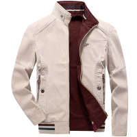 YUANSU春秋夹克外套商务休闲男装中年男宽松上衣双面穿大码棉布茄克夹克