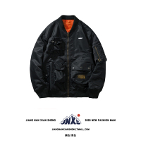 YUANSU秋冬 美式复古飞行员夹克男潮流日系棒球领宽松工装外套夹克