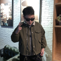 YUANSU弗瑞格 日系工装夹克棉衣小个子短款棉服棒球服男羊羔毛绒les帅t夹克