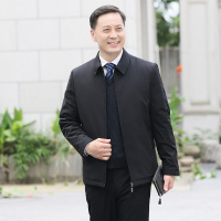 YUANSU爸爸冬装外套加厚老爸秋冬季夹克中老年爷爷中年男老人保暖上衣服夹克