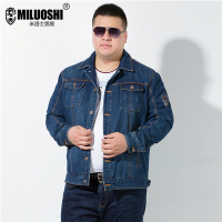 YUANSU春秋款休闲牛仔服加肥加大码上衣肥佬宽松胖夹克男士牛仔外套夹克