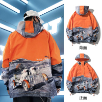 YUANSU秋冬季宇航员潮牌炸街外套男连帽风衣加绒加厚痞帅青少年休闲夹克夹克