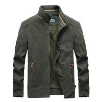 YUANSU春秋季商务休闲父亲夹克中年宽松爸爸装男士工装立领外套秋冬夹克