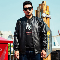 YUANSU加肥加大码男装冬季外套宽松潮胖子休闲加绒加厚肥胖人皮衣服夹克夹克