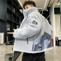 YUANSU外套男秋冬季新款羊羔毛绒2020宽松潮流立领加绒加厚夹克秋装上衣夹克