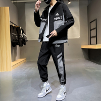 YUANSU男士工装夹克运动套装男2020春秋搭配帅气初中高中学生休闲外套潮夹克