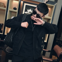 YUANSU2020新款秋季外套男韩版潮流休闲夹克百搭网红痞帅棒球服黑色上衣夹克