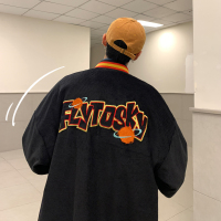 YUANSU阿喜胖秋冬季外套男韩版潮流刺绣加厚上衣宽松大码休闲棒球服夹克夹克