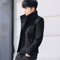 YUANSU外套男秋冬加厚韩版立领短款呢子大衣潮毛呢发型师夹克非主流男装夹克