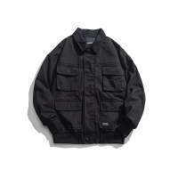 YUANSU苎萝秋季工装夹克男潮牌日系街头潮流宽松复古多口袋字母翻领外套夹克