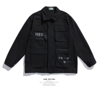 YUANSUBJHG春秋2020新款工装夹克男士潮嘻哈宽松HIPHOP说唱港风机能外套夹克