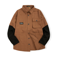 YUANSU净化眼球自制袖口拼接假两件夹克男宽松美式街头休闲工装外套夹克