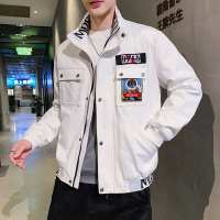 YUANSU加绒加厚夹克男士秋季帅气牛仔衣服外套大红色青少年本命年秋冬装夹克