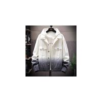 YUANSU秋冬季加绒加厚男士牛仔外套加肥加大码韩版潮休闲夹克渐变牛仔衣夹克