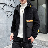 YUANSU羊羔毛外套男加绒厚韩版潮流2020秋冬新款男士冬季棉衣服潮牌夹克夹克
