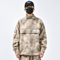 YUANSU正风沙漠迷彩立领套头夹克青少年oversize军旅战术宽松工装外套男夹克