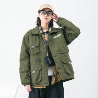 YUANSUYIP/日系复古军事风工装多口袋情侣夹克棉衣宽松中性加厚外套男女棉衣