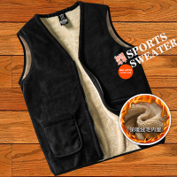 YUANSU爸爸秋冬装加绒背心中老年人加厚爷爷马甲中年男士坎肩老爸棉外套棉衣