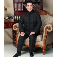 YUANSU冬装中年男加绒加厚棉衣棉裤中老年人男装保暖棉服爸爸装爷爷套装棉衣
