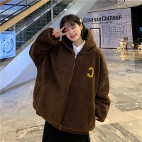 YUANSU港风情侣羊羔毛棉衣男秋冬加厚连帽摇粒绒棉服韩版潮流泰迪绒外套棉衣