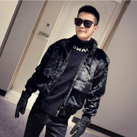 YUANSU社会精神小伙金丝绒外套男网红抖音修身加厚棉衣袄子貂绒棉服冬装棉衣