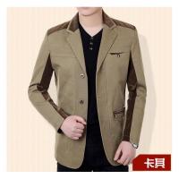 YUANSU2020新款春秋季外套男中年40岁50男士爸爸薄款西装领休闲夹克棉衣