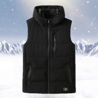 YUANSU秋冬中年连帽马甲男加肥加大码中老年棉马夹爸爸坎肩保暖背心外套棉衣