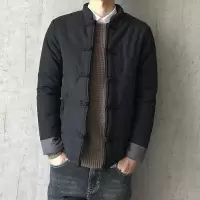 YUANSU中国风复古盘扣棉衣中年男士一字扣棉袄中式大码唐装加厚棉袄外套棉衣