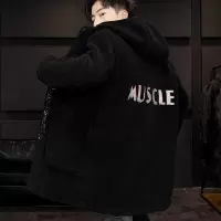 YUANSU中长款风衣羊羔毛男士外套冬季加绒加厚冬装摇粒绒棉衣服棉袄大衣棉衣