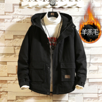YUANSU加绒棉衣男冬季加厚工装棉服潮牌大码冬装棉袄保暖防寒羊羔绒外套棉衣
