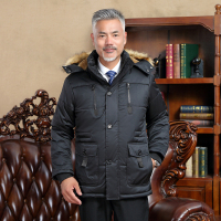 YUANSU爸爸棉服冬装加厚外套秋冬款中老年人加绒爷爷棉袄宽松大码棉衣棉衣