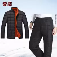 YUANSU中年男士棉衣爸爸冬装外套新款中老年加绒加厚棉衣棉裤套装内外穿棉衣