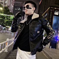 YUANSU皮衣服男士潮流帅气网红羊羔毛外套韩版精神小伙机车一体夹克夹克