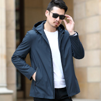 YUANSU2020新款爸爸外套春秋薄款40岁50中年夹克45秋装男装帅气连帽上衣夹克