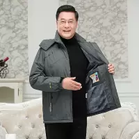 YUANSU中老年秋冬外套男士加绒加厚棉衣冬季中年人保暖爸爸防风衣棉衣