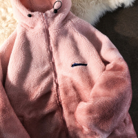 YUANSUJew4room软糯糯渐变羊羔毛棉服外套连帽男生oversize奶蓝色棉衣潮棉衣