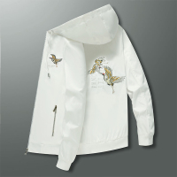 YUANSU冬季棉衣男连帽潮牌刺绣男装国潮仙鹤棉外套休闲上衣加绒加厚棉袄棉衣