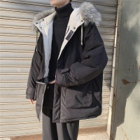 YUANSU旋律风车自制工装棉衣男冬季大毛领加厚外套韩版宽松连帽棉服潮流棉衣