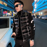 YUANSU棉衣男士冬季潮流拼接加厚外套2020新款韩版修身棉服男生冬装棉袄棉衣