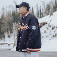 YUANSU2020冬季新款撞色字母加厚棒球服棉衣男士潮牌棉袄宽松防寒服外套棉衣