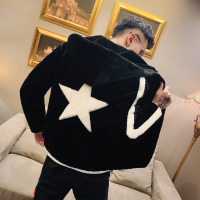 YUANSU2020年冬季男士加绒棉衣外套仿貂绒皮草韩版潮流秋冬棉服加厚袄子棉衣