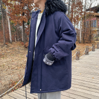 YUANSU冬季中长款棉大衣男韩版潮流宽松连帽棉衣外套加厚棉服潮牌棉袄子棉衣