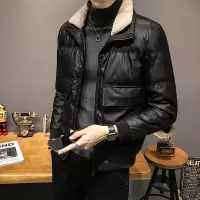 YUANSU皮棉衣男士冬季新款羊羔毛领羽绒棉服加厚潮流帅气冬装棉袄子外套棉衣