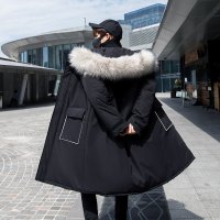 YUANSU冬季2020年新款毛领棉衣男士加厚外套中长款棉袄韩版潮流羽绒棉服棉衣